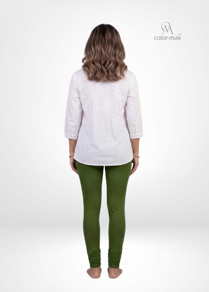 OLIVE GREEN - Premium Cotton Lycra Chudi Leggings - Hover